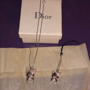 Authentic Dior crown bear necklace and keychain